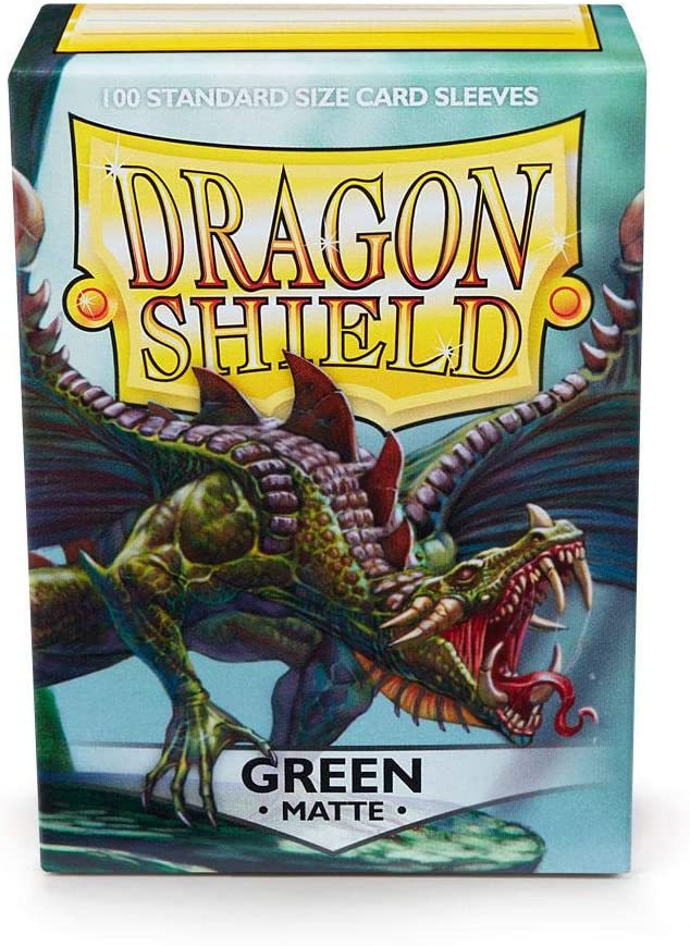 Dragon Shield 100ct Standard Card Sleeves Display Case (10 Packs) - Matte Green