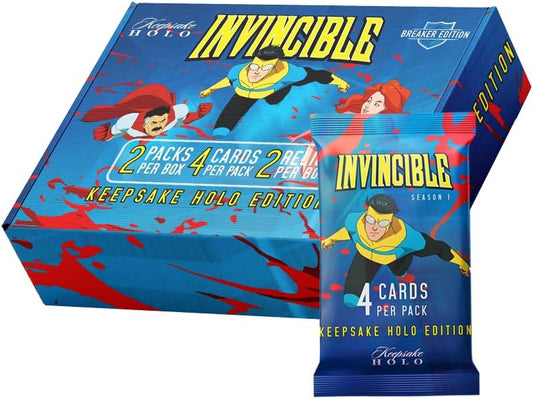 Keepsake 2025 Invincible Season 1 Keepsake Holo Breaker Box, Breakers Edition, 2 Packs Per Box, Holo Mirror Cards, Relics, Case-Based Inserts, 600-Card Checklist