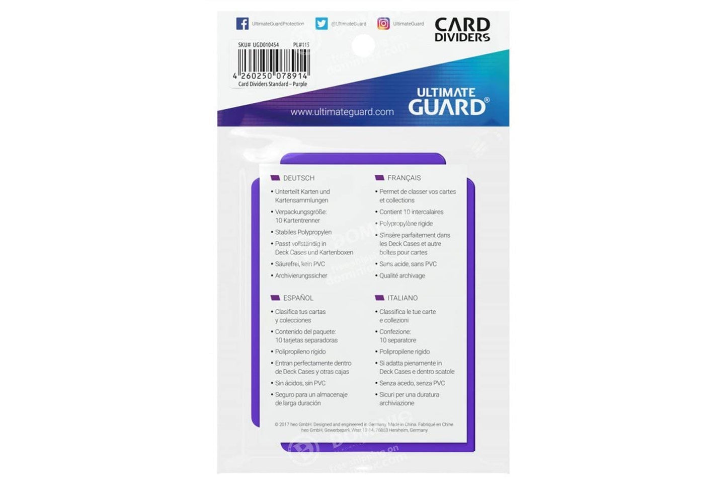 Ultimate Guard Divider Protective Card Sleeves (10 Piece), Light Purple