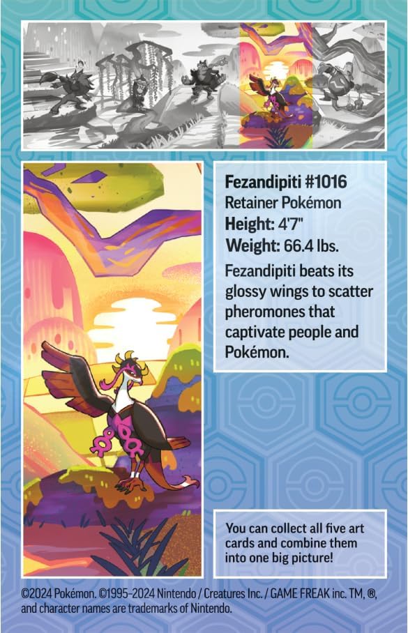 Pokémon TCG: Scarlet & Violet—Shrouded Fable Mini Tin – Fezandipiti (2 Booster Packs & 1 Sticker Sheet)