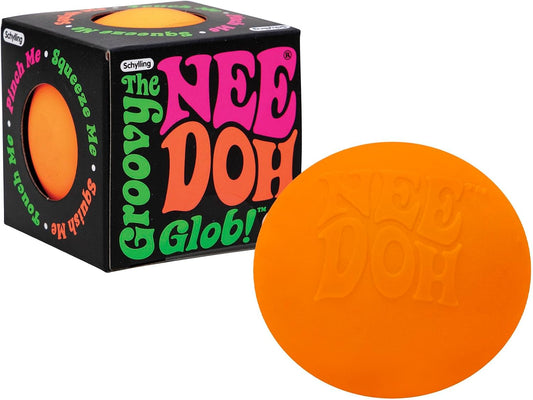 Schylling NeeDoh Original Groovy Glob - Sensory Fidget Toy - Orange - Ages 3 to Adult , 1 Count ( Pack of 1)