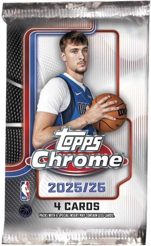 NBA Topps 2025-26 Chrome Basketball Trading Card Pack [4 Cards]