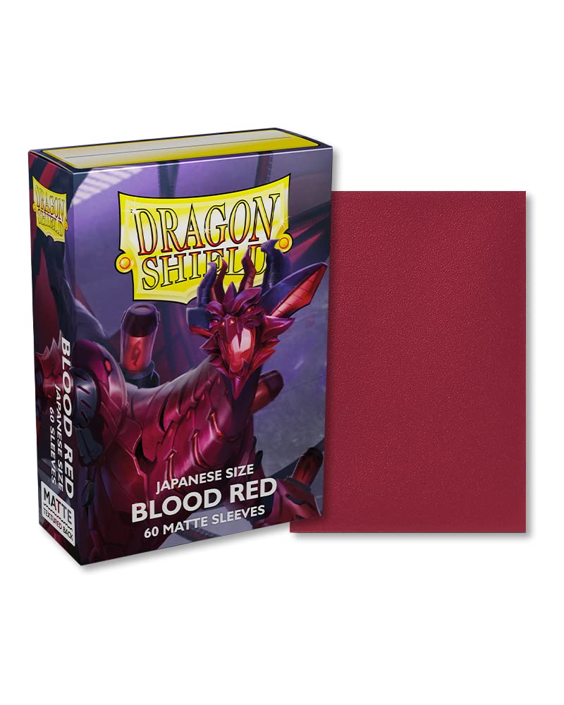 Arcane Tinmen Dragon Shield Sleeves  Matte Japanese: Blood Red 60CT - Card Sleeves are Smooth & Tough - Compatible with Yu-Gi-Oh! & Cardfight Vanguard (AT-11150)