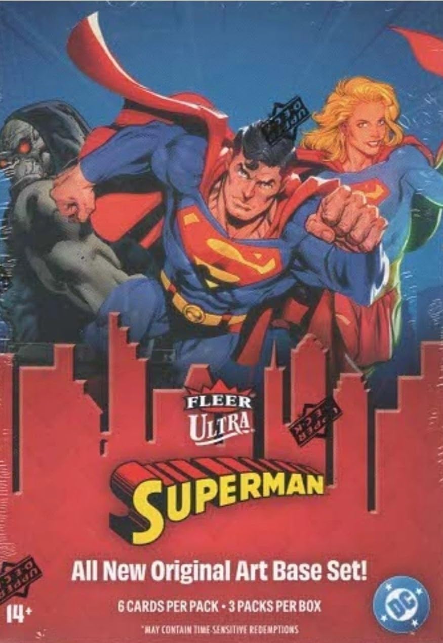 2026 Upper Deck Fleer Ultra Superman Blaster Box with Chance for Blaster Exclusive Ultra Stars Green Parallels and Other Inserts