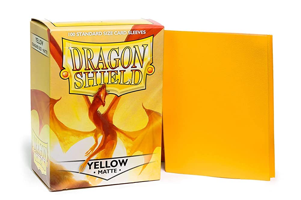 Dragon Shield Standard Size Sleeves  Matte Yellow 100CT - Card Sleeves are Smooth & Tough - Compatible with Pokemon, Yu-Gi-Oh!, & Magic The Gathering Card Sleeves  MTG, TCG, OCG