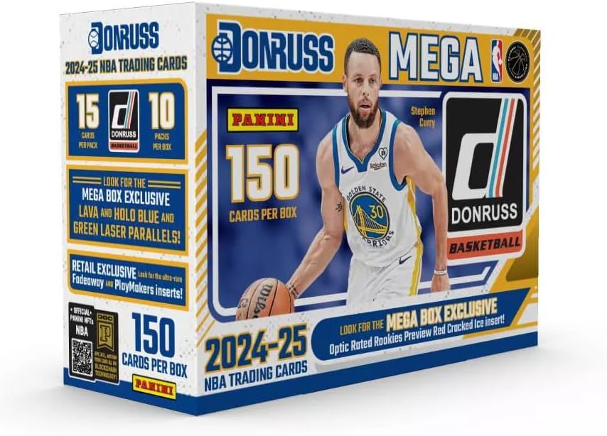 Panini 2024-25 NBA Donruss Basketball Trading Card Mega Box (Look for Mega Box Exclusive Optic Rated Rookies Preview Red Cracked Ice Inserts!)