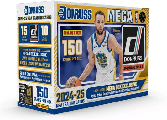 Panini 2024-25 NBA Donruss Basketball Trading Card Mega Box (Look for Mega Box Exclusive Optic Rated Rookies Preview Red Cracked Ice Inserts!)