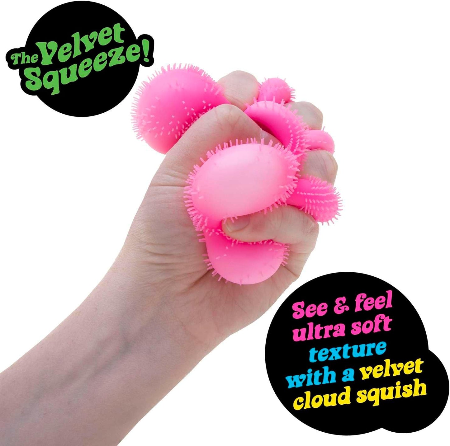 Schylling NeeDoh Fuzz Ball Flower Power - Sensory Toy with a Velvet Texture and Soft Cloud Squish - Pattern You Can See and Feel - Ages 3 and Up - Color May Vary