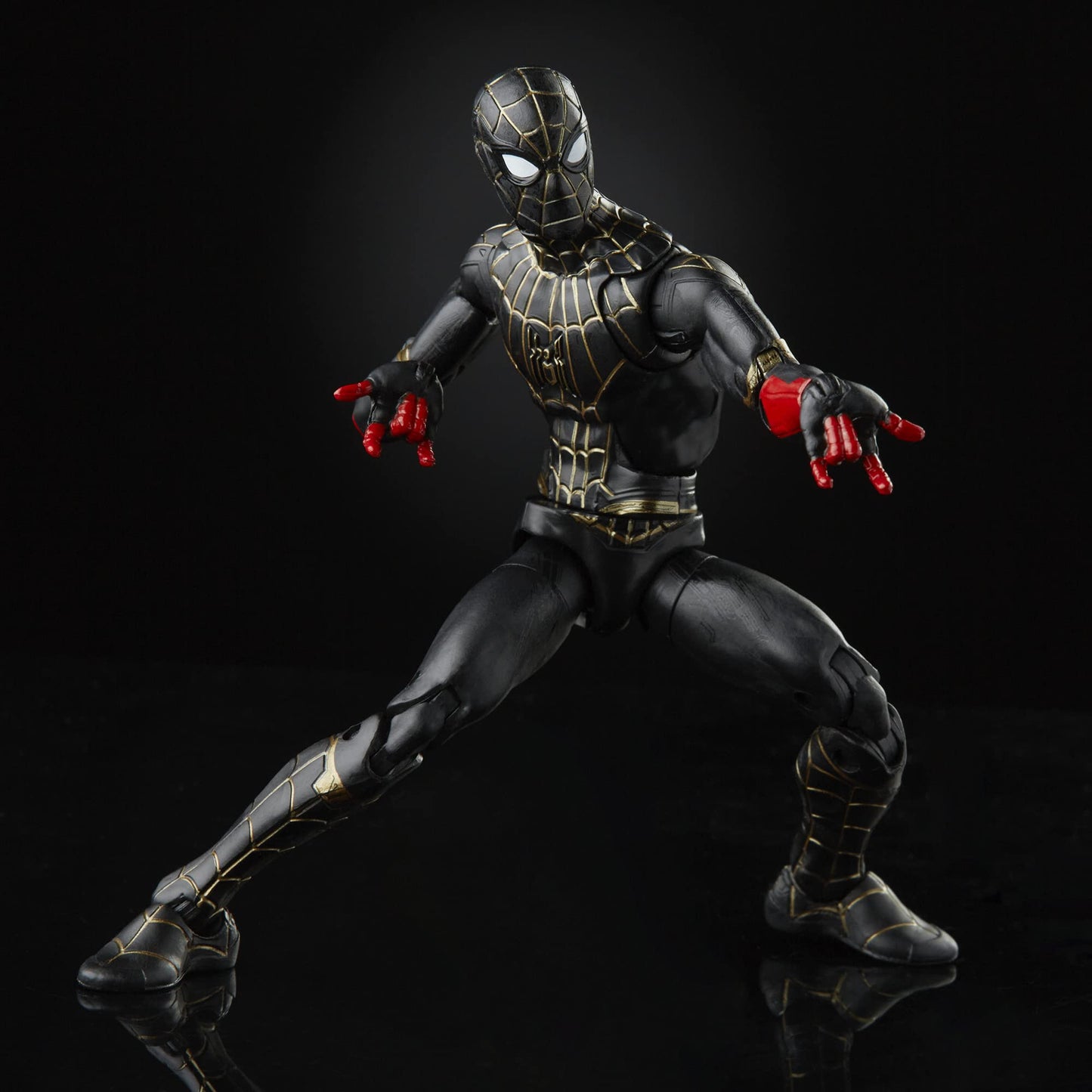 Spider-Man Marvel Legends Series Black & Gold Suit 6-inch Collectible Action Figure Toy, 2 Accessories and 1 Build-A-Figure Part(s)