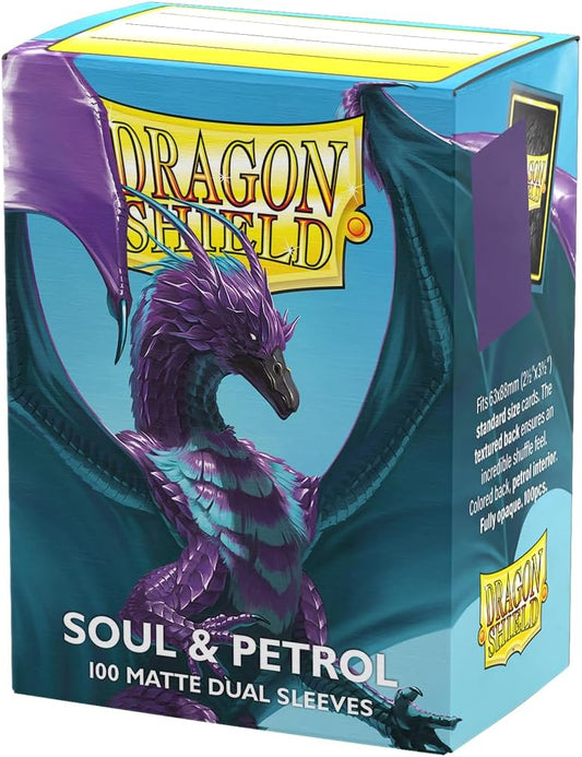 Dragon Shield | Matte Dual Standard Size Card Sleeves | 100ct - Smooth & Tough Premium TCG Sleeves - Compatible with Must TCG Cards | Soul & Petrol