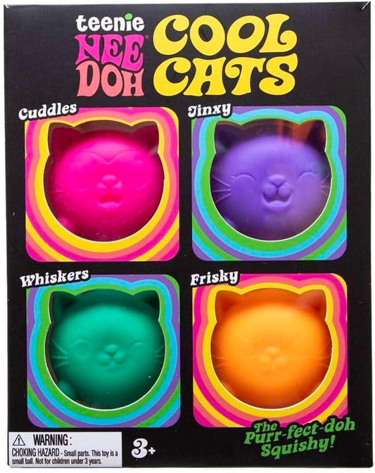Schylling NeeDoh Cool Kitten Teenie Needoh 4 Pack - Sensory Squeeze Toy - 1.5" in Diameter - Colors May Vary