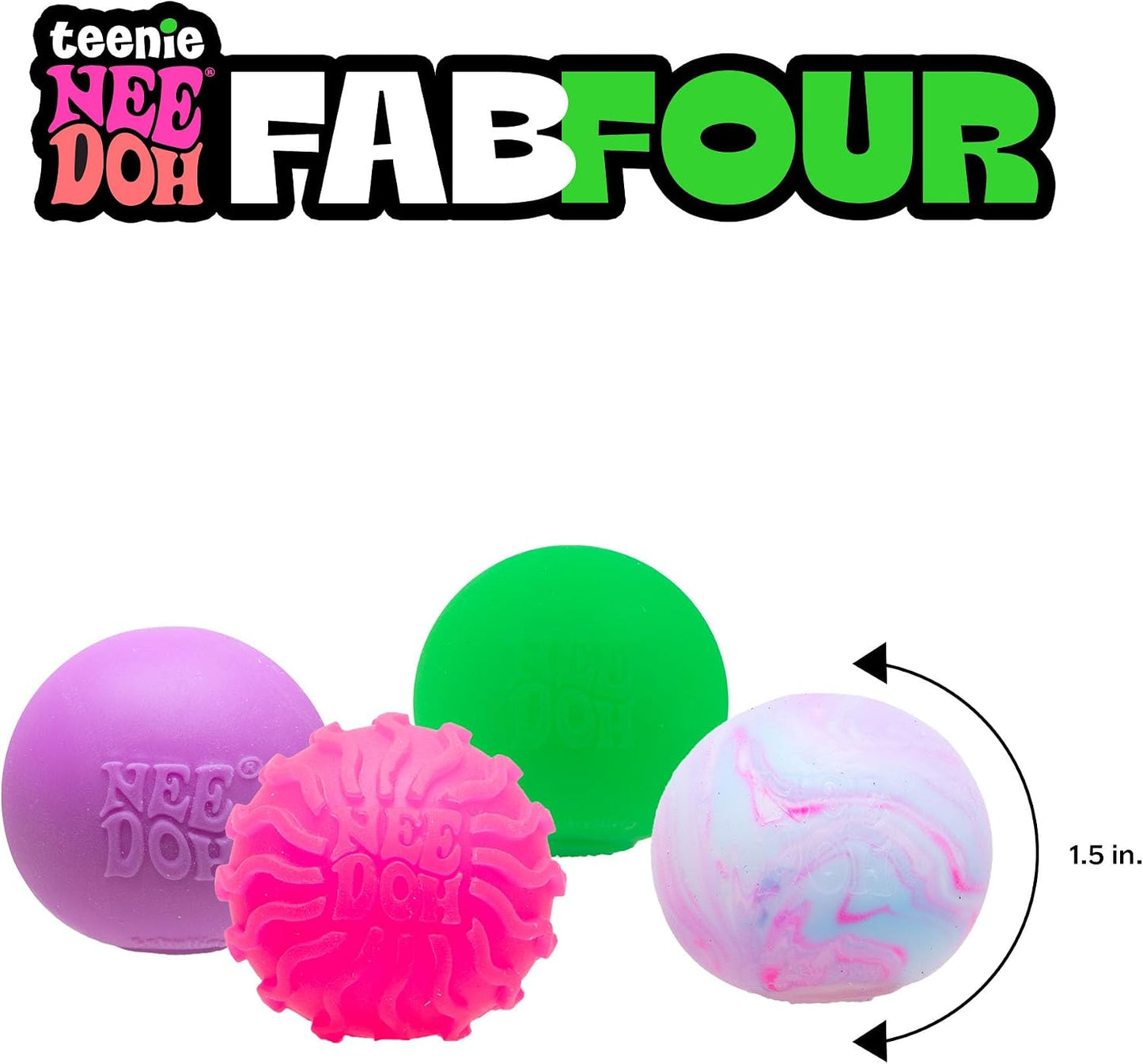 Schylling NeeDoh Teenie Fab Four Needoh 4 Pack - Sensory Squeeze Toy - 1.5" in Diameter - Colors May Vary