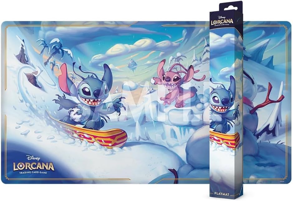 Ravensburger Disney Lorcana TCG Hyperia City Playmat Featuring Stitch & Angel - Snowboarding Stitch