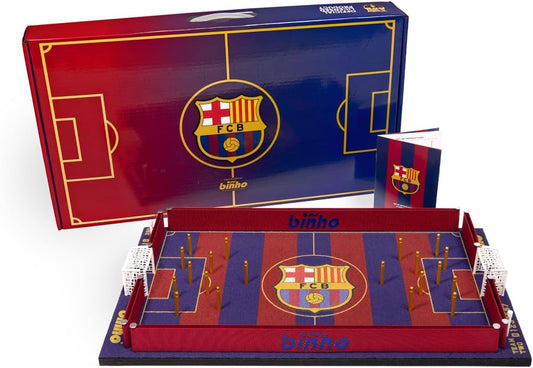 Binho Board Classic Board Game FC Barcelona Football Club Edition - 2-Player Fast-Paced Finger Flicker Pinball Family Board Game - Portable Tabletop Sports Game Set for Any Occasion