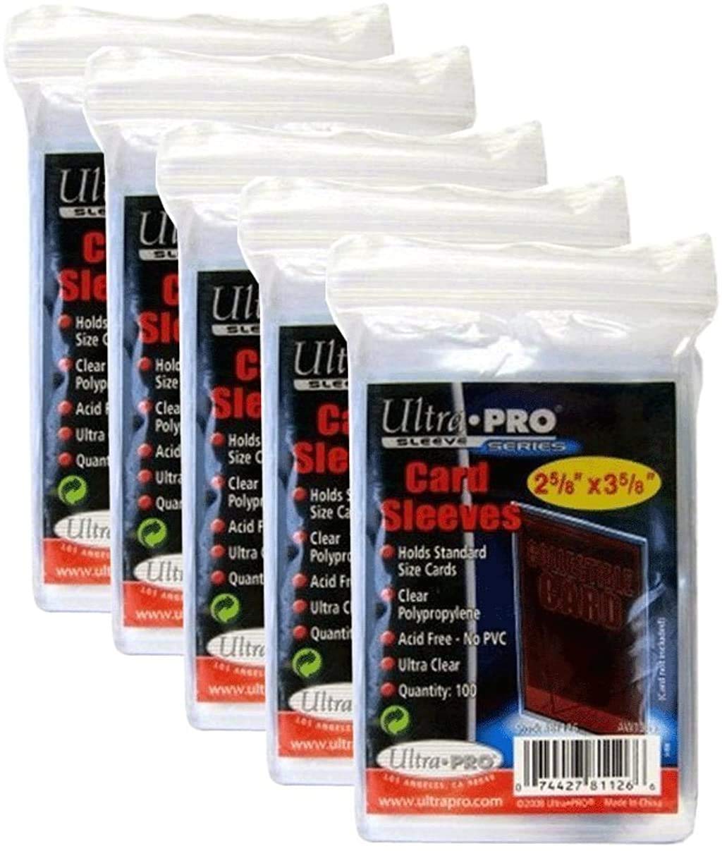 Ultra Pro Set of 5 X 100 Soft Sleeves / Penny Sleeves for Pokemon, Magic, and Standard-Sized Sports and Trading Cards No PVC