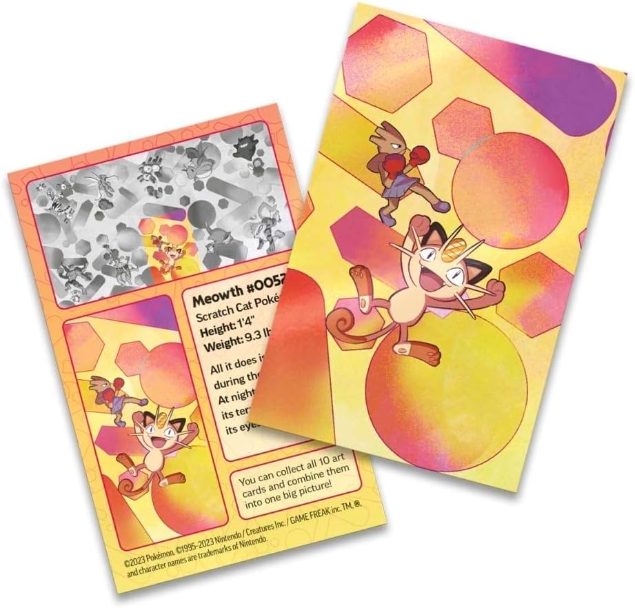 Pokémon TCG: Scarlet & Violet—151 Mini Tin – Meowth and Hitmonchan (2 Booster Packs, 1 Coin & 1 Art Card)