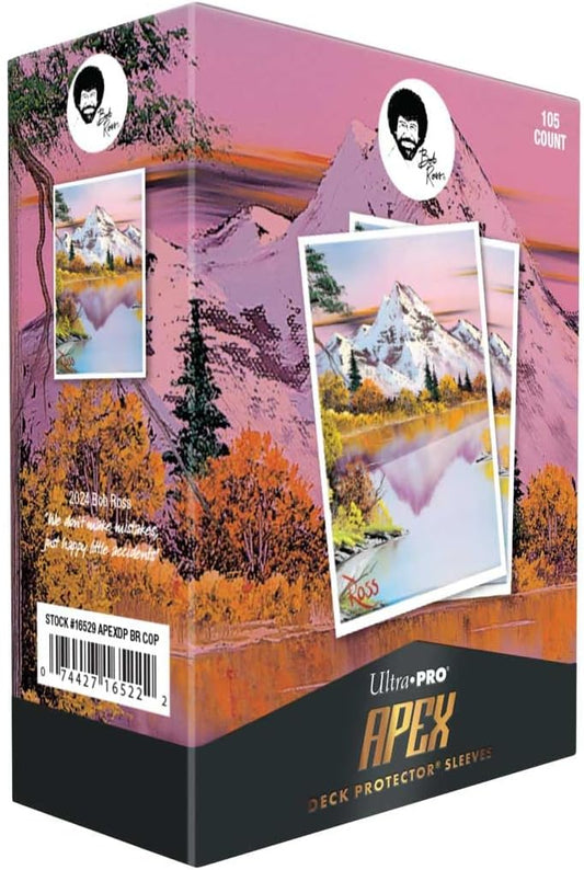 Ultra PRO - Bob Ross Mighty Mountain Lake 105ct APEX™ Deck Protector Sleeves, Card Game Accessories, Trading Card Protection, Autumn-Themed Card Sleeves, Bob Ross Gaming Gear, Deck Protector Sleeves