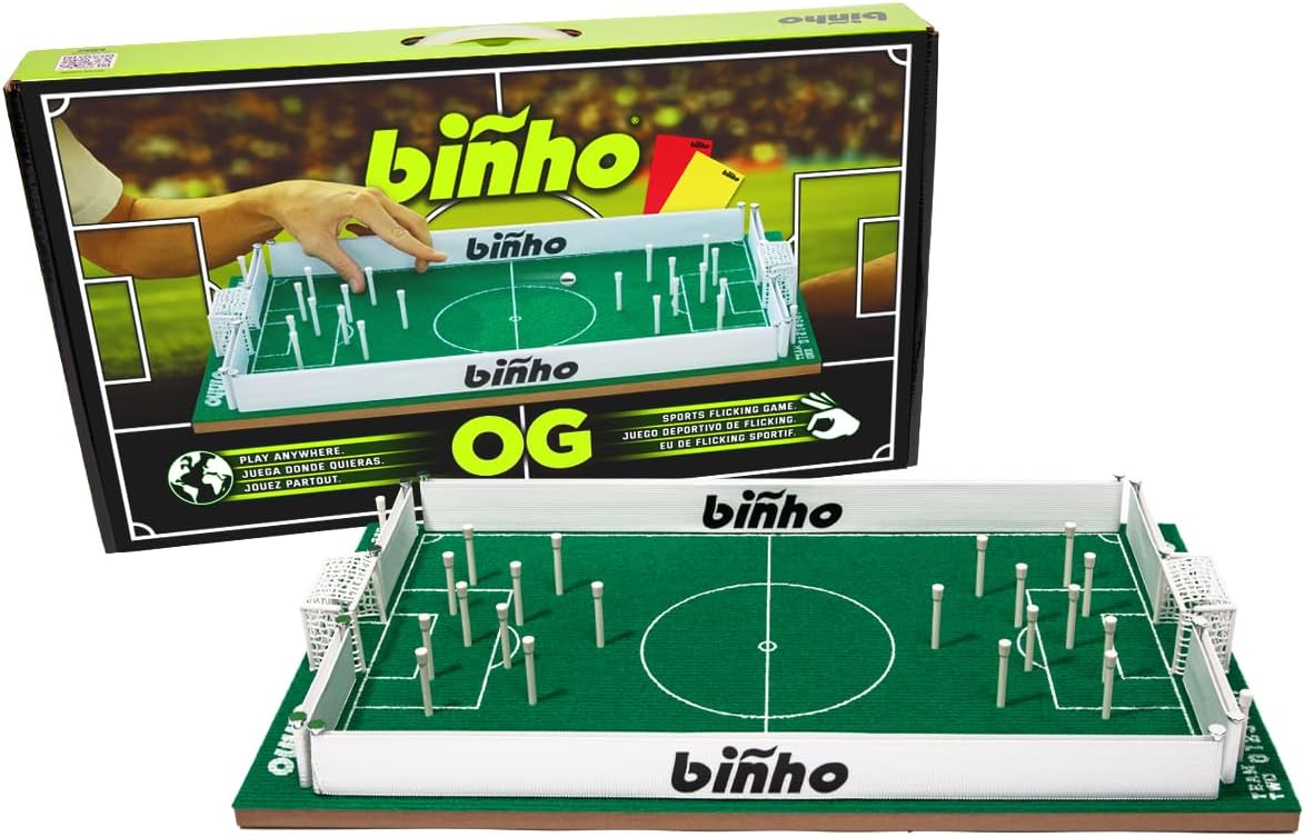 Binho Board OG Board Game - 2-Player Fast-Paced Finger Flicker Pinball Family Board Games - Portable Tabletop Sports Game Set for Any Occasion