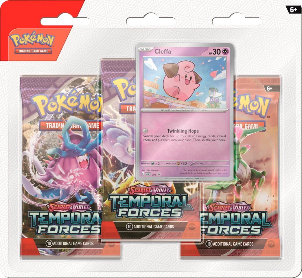 POKEMON TCG: SCARLET AND VIOLET: TEMPORAL FORCES: THREE-BOOSTER BLISTER: CLEFFA