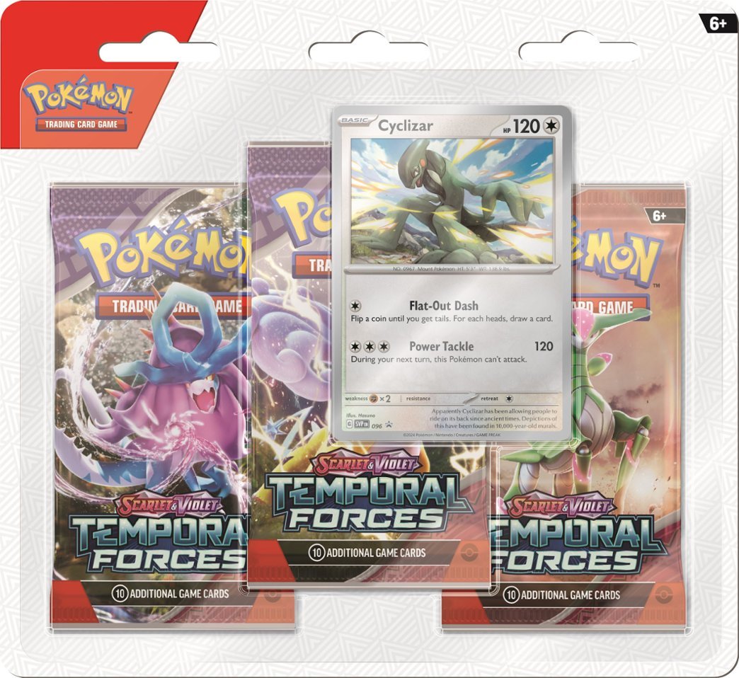 POKEMON TCG: SCARLET AND VIOLET: TEMPORAL FORCES: THREE-BOOSTER BLISTER: CYCLIZAR