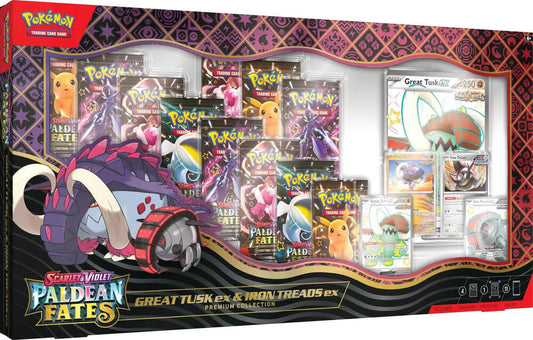 Pokemon TCG: Paldean Fates Great Tusk ex & Iron Threads ex Premium Collection - 11 Packs, Promo Cards