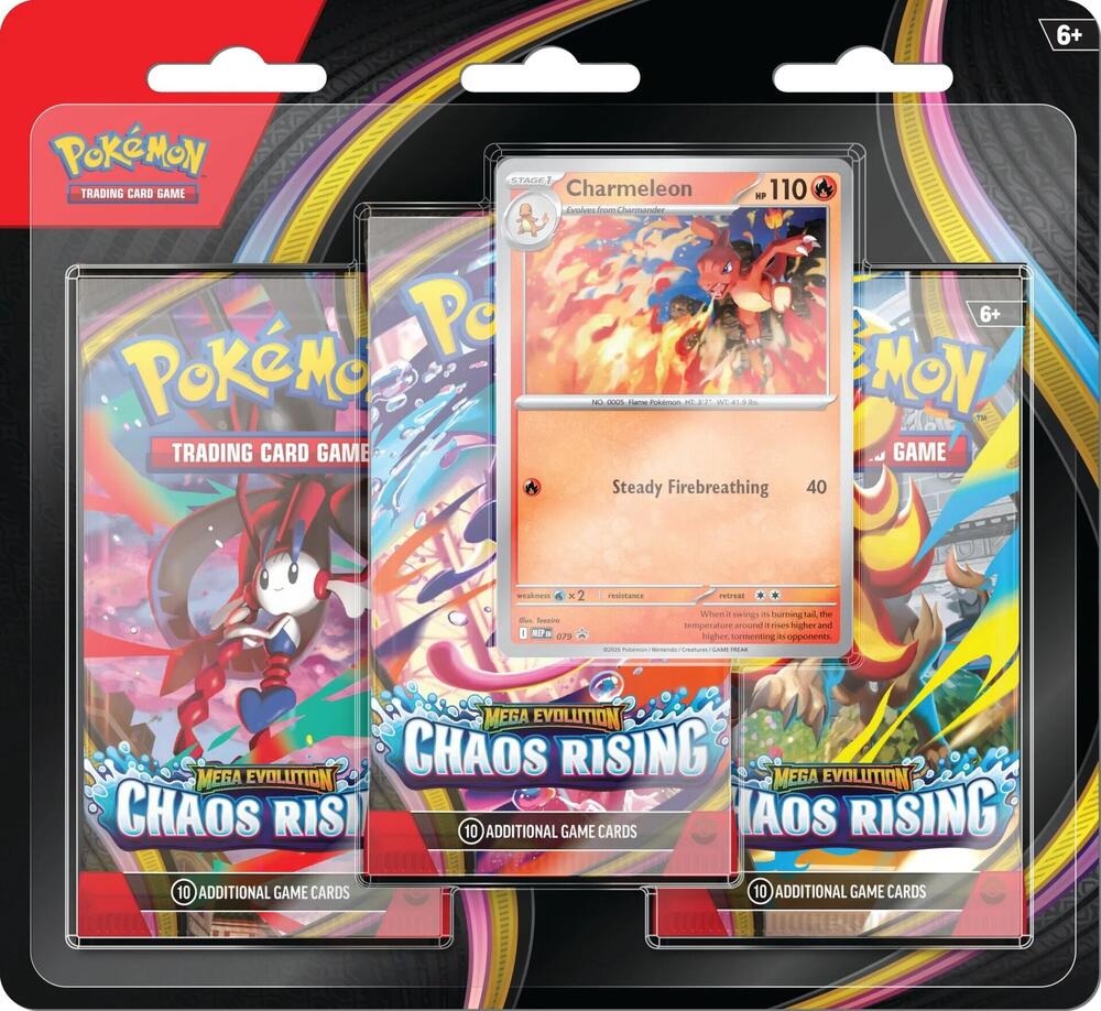 Pokemon TCG: Mega Evolution - Chaos Rising 3 Pack Blister (1 Foil Promo Card & 3 Booster Packs)