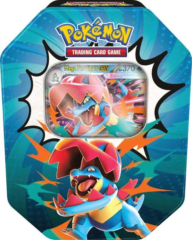 Pokemon TCG: Mega Evolution - Ascended Heroes Tin - Mega Feraligatr ex (4 Packs, Promo Card)
