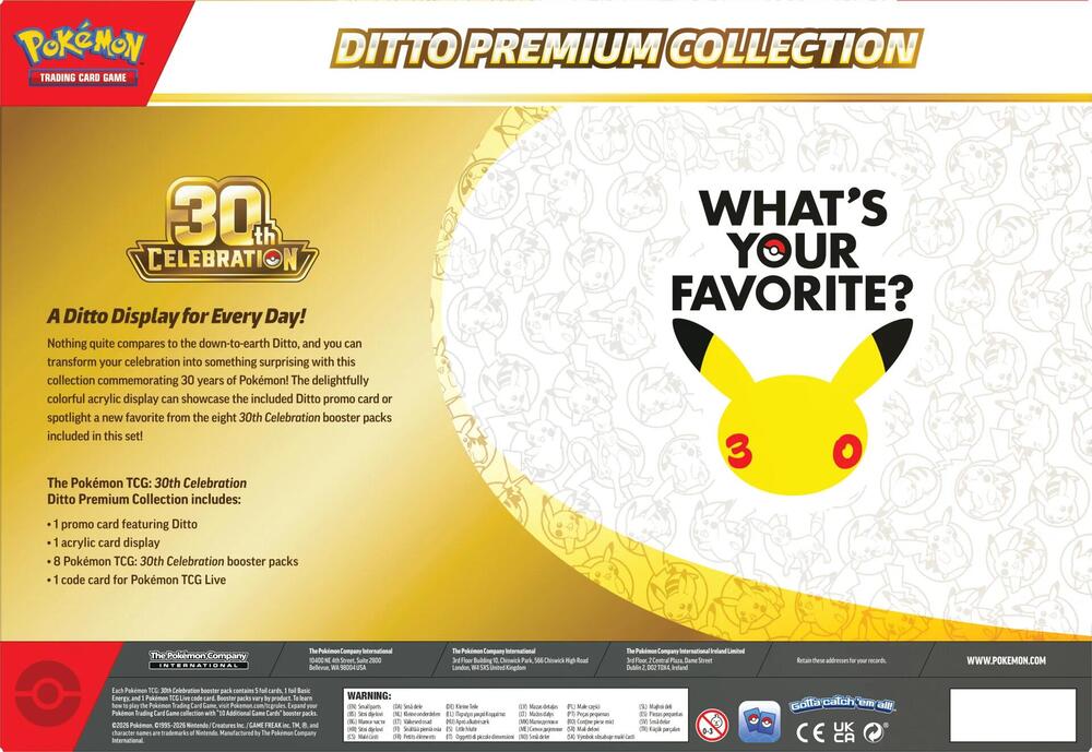 Pokemon TCG: 30th Celebration Ditto Premium Collection - Presale Ships 11/06/2026