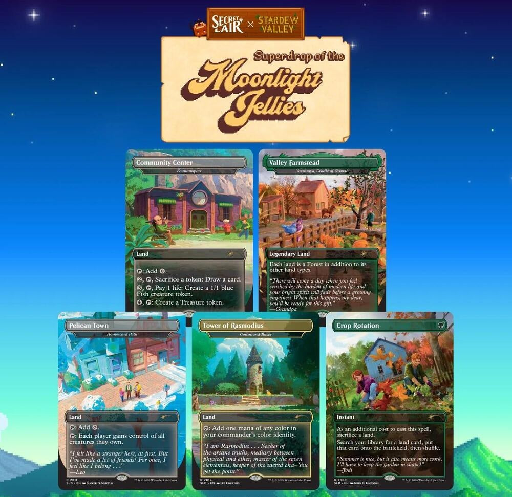 Magic: The Gathering Secret Lair x Stardew Valley: Life in Pelican Town Non-Foil Edition – 5 English Trading Cards