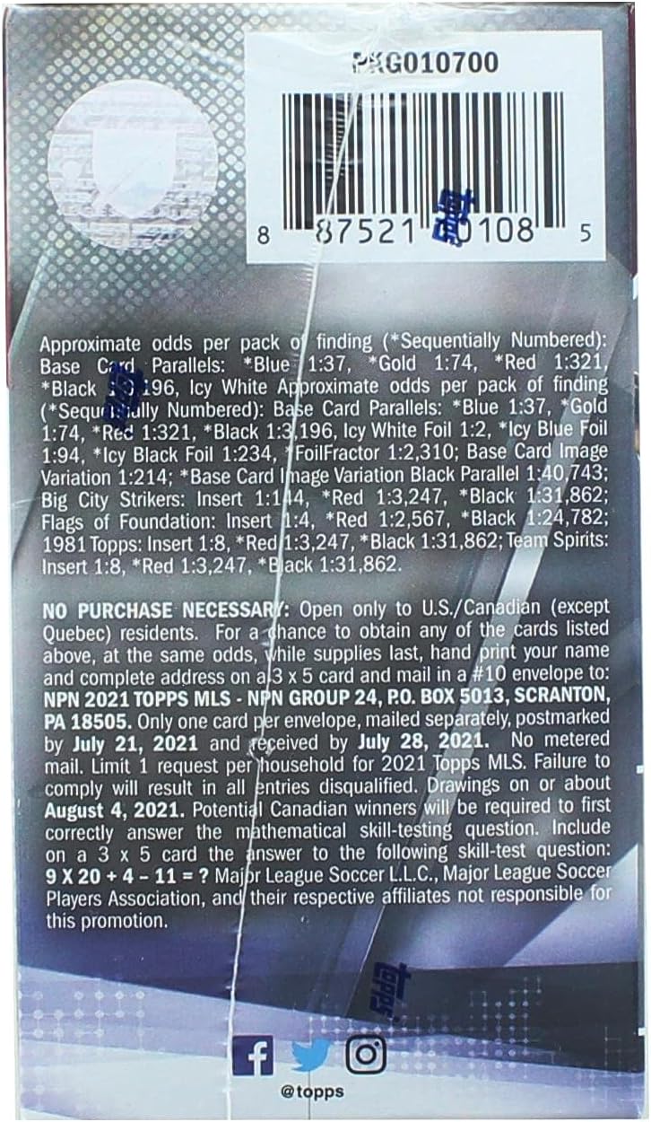 2021 Topps MLS Soccer Blaster Box of Packs with 4 Exclusive Foil Parallel Cards