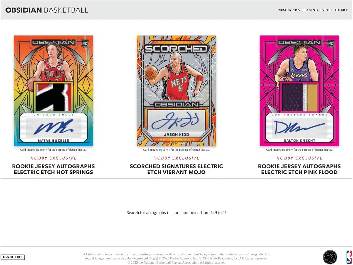 2024-25 Panini Obsidian Basketball Hobby Trading Card Box (2 Autograph Cards Per Box)