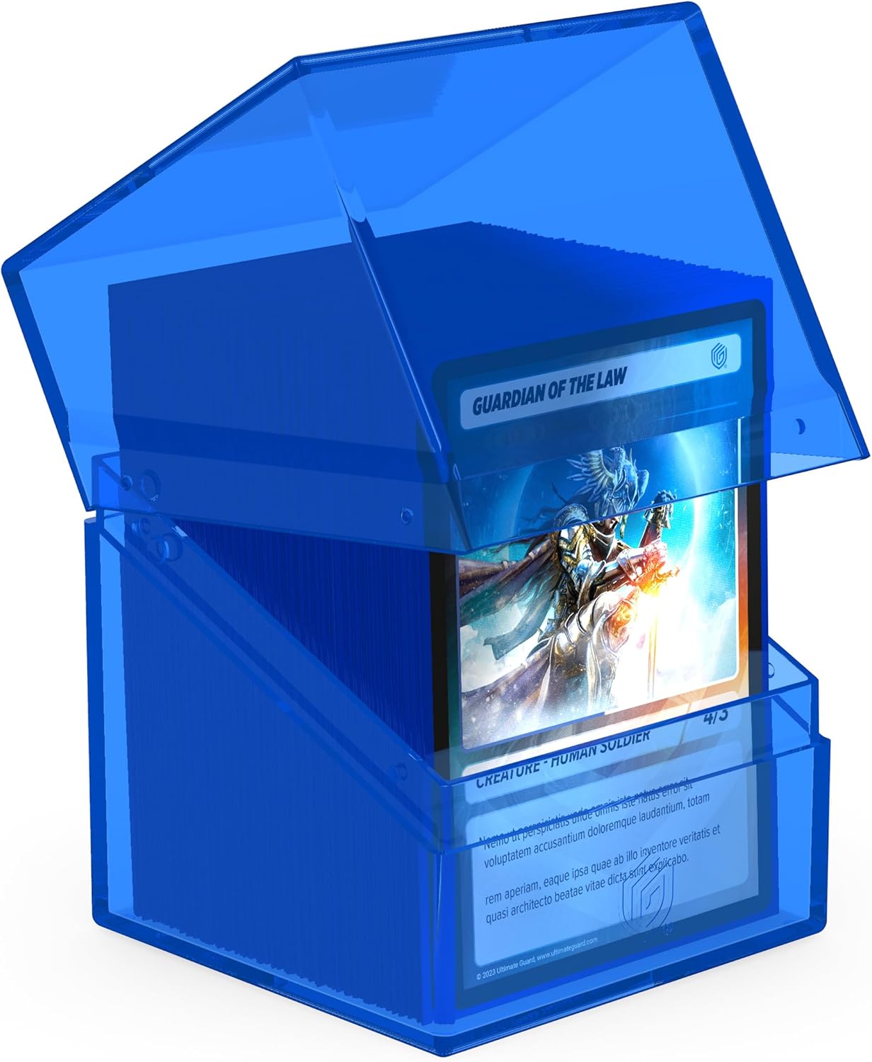 Ultimate Guard Boulder 100+ Clear, Deck Case for 100 Double-Sleeved TCG Cards, Sapphire, Secure & Durable Storage for Trading Card Games, Transparent