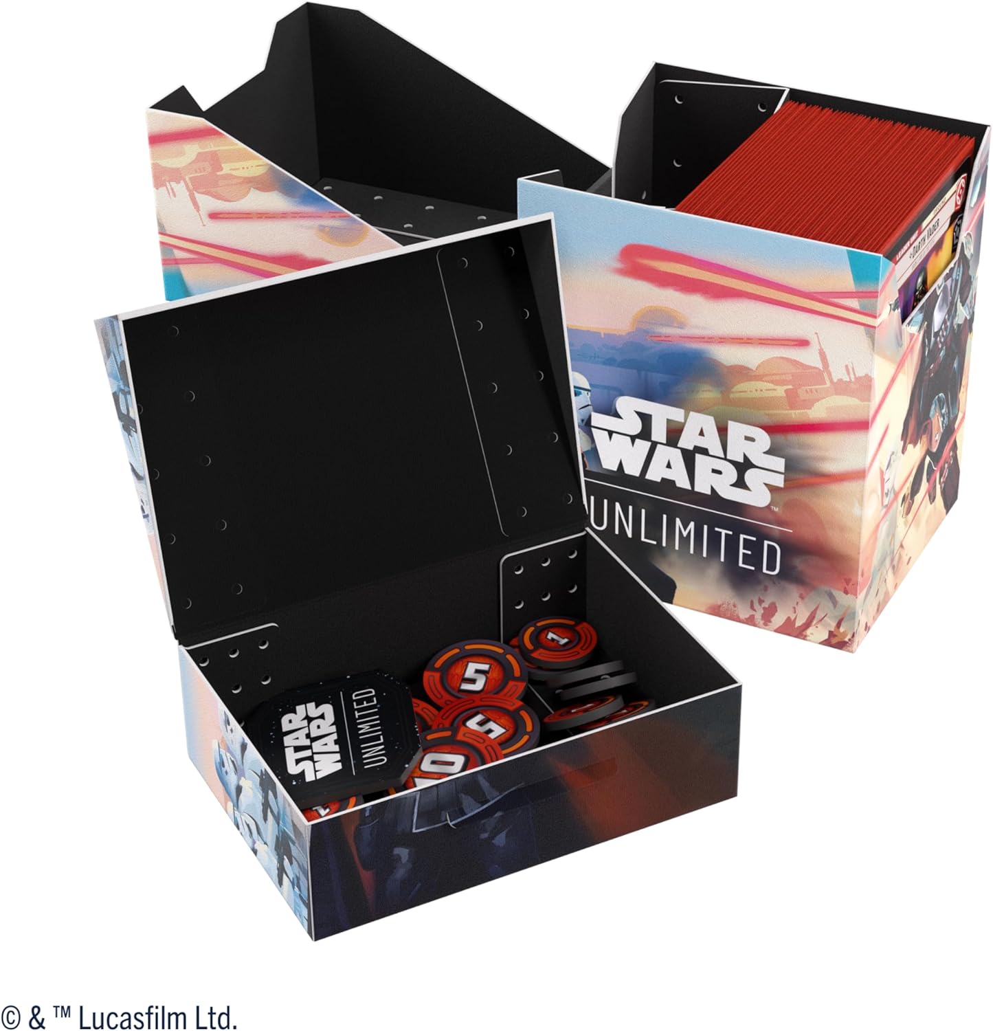 Gamegenic Star Wars Unlimited SOFT CRATE - Full-Color Printed & Officially Licensed Durable Deck Box, Holds 60 Double-Sleeved Cards, Perfect for TCGs and LCGs, Mandalorian/Moff Gideon Design