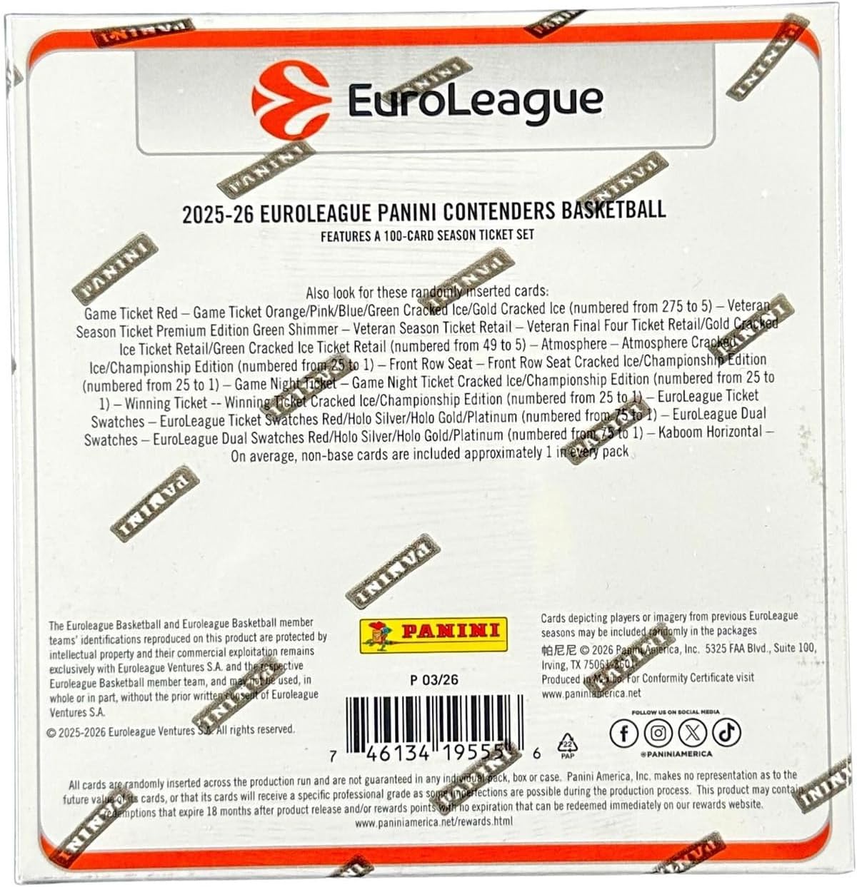 2025/26 Panini Contenders Euroleague Basketball Hobby Mega Box