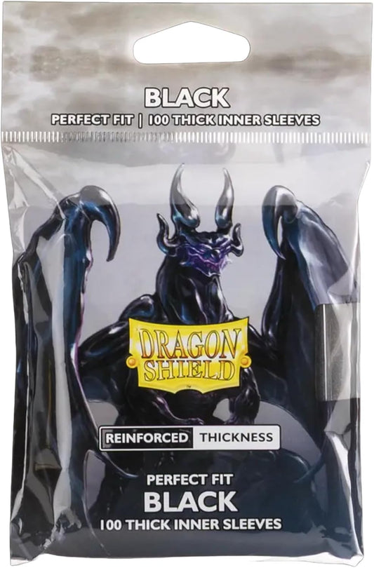 Dragon Shield - Standard Perfect Fit Thick Inner Sleeves - (100 Sleeves) - Black