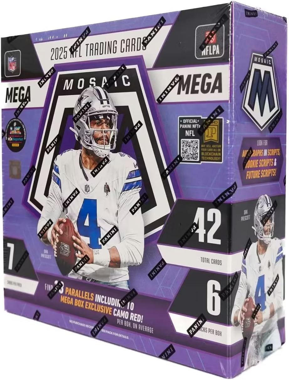 2025 Panini Mosaic Football Hobby Mega Trading Card Box (10 Exclusive Camo Red Mosaics Per Box)