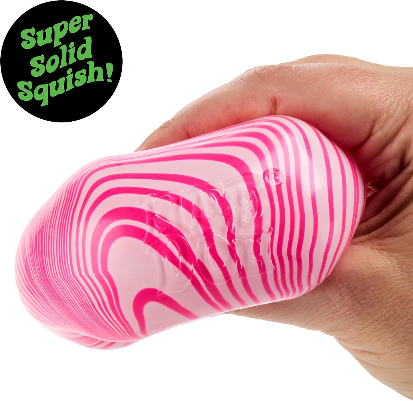 Schylling Candy Swirl Nice Cube - Sensory Squeeze Toy with Super Solid Squish - 2.25" Cube - Pink and White