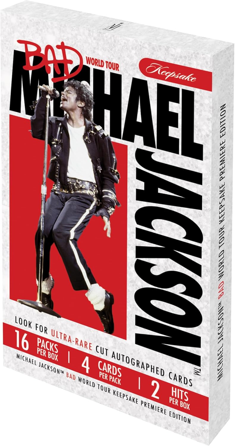 Michael Jackson Bad World Tour Keepsake Premiere Hobby Box: 16 Packs, Chase Rare 1/1 Cut Signature and Authentic Tour-Worn Glove Relics, 300+ Card Set