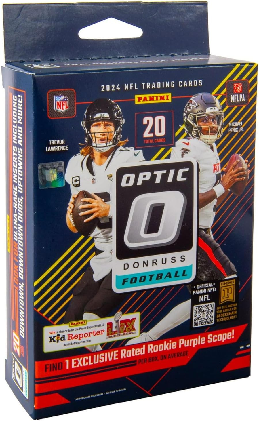 2024 Panini Donruss Optic Football Trading Card Hanger Box (Purple Scope Parallels)