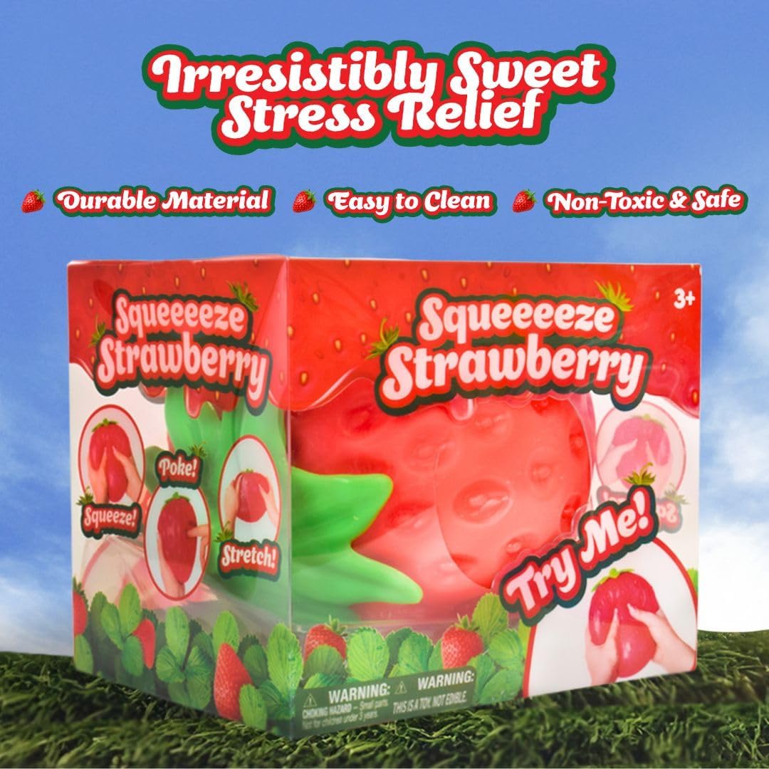 Squishy Extra Large Strawberry, Gag Gifts Funny Adult, Giant Stress Ball, Fidget Sensory Toy for Kids, ADHD Toys