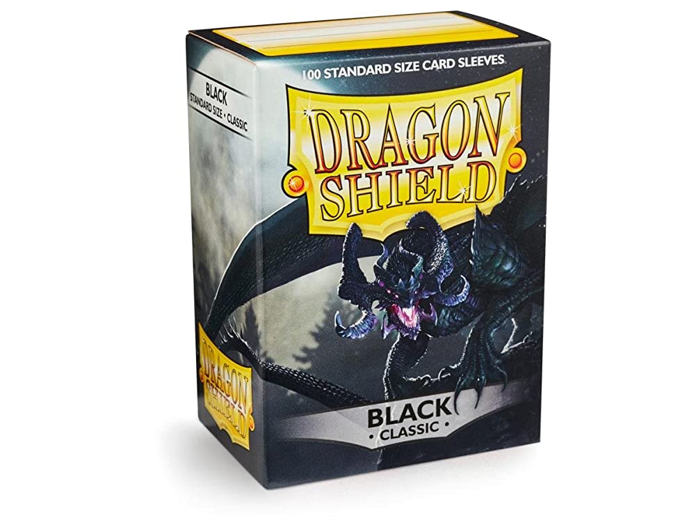 10 Packs Dragon Shield Classic Black Standard Size 100 ct Card Sleeves Display Case