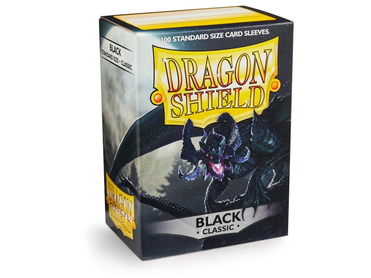 10 Packs Dragon Shield Classic Black Standard Size 100 ct Card Sleeves Display Case