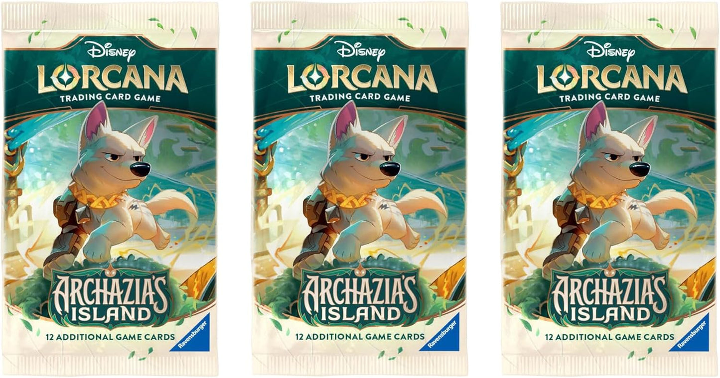 3 Packs Lorcana 12 Card Booster Pack Lorcana Archazias Island - Presale Ships 03/28/2025