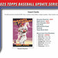 2025 Topps Update Series Baseball Hanger Trading Card Box (Find Hanger Exclusive Diamante Parallels!)