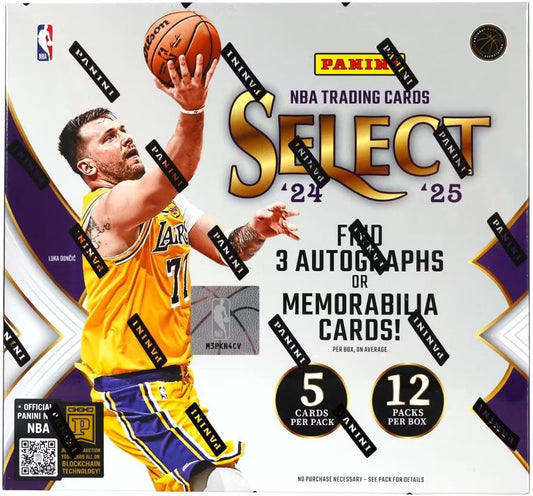 Panini 2024/25 Select Basketball Hobby Trading Card Box (Three Autographs or Memorabilia Cards Per Box)