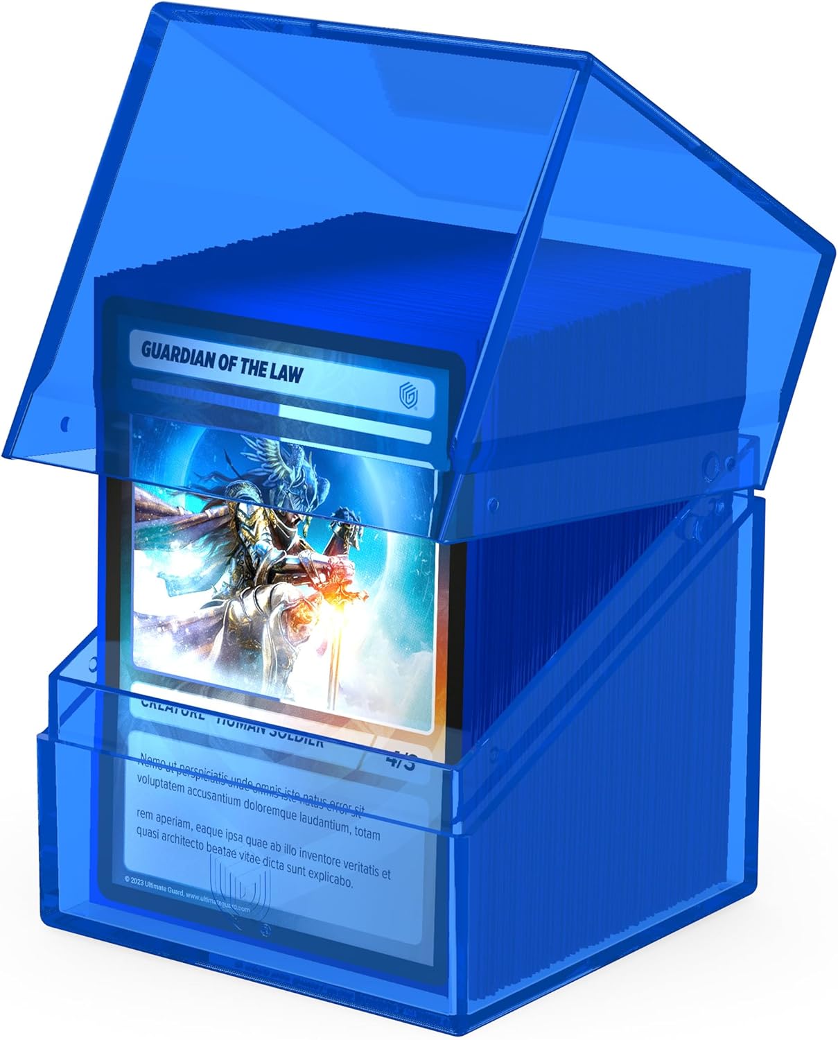 Ultimate Guard Boulder 100+ Clear, Deck Case for 100 Double-Sleeved TCG Cards, Sapphire, Secure & Durable Storage for Trading Card Games, Transparent