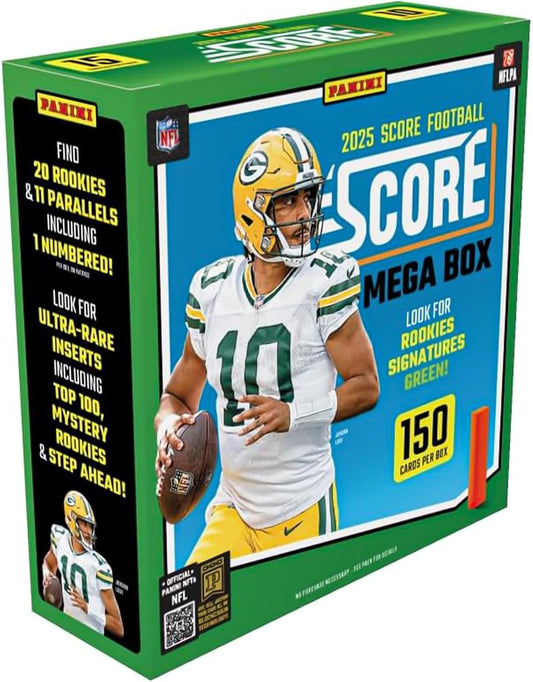 Panini 2025–26 Score NFL Football Mega Box – Official Trading Cards – Mega Box Exclusive Parallels, Rookie Cards & Inserts