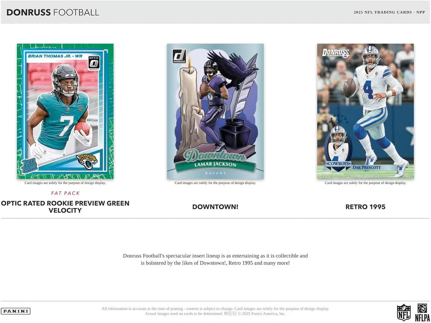 Panini 2025 Donruss Football Mega Trading Card Box (1 Memorabilia or Autograph Per Box)(Optic Rated Blue Scope Parallels)