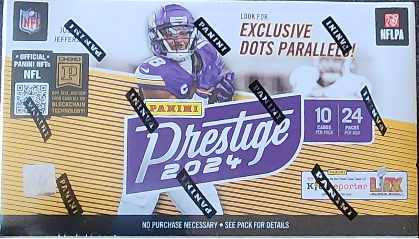 2024 Panini Prestige Football 24-Pack Trading Card Retail Box (24 Packs Per Box, 10 Cards Per Pack)