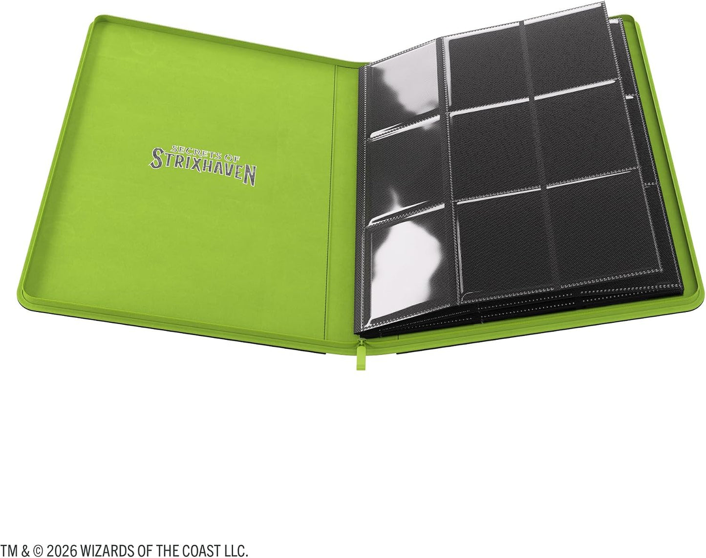 Gamegenic Magic: The Gathering Secrets of Strixhaven Prime Zip-UP Album 18-Pocket Black/Green Color - Holds 360 Double-Sleeved Cards, Zippered Trading Card Storage